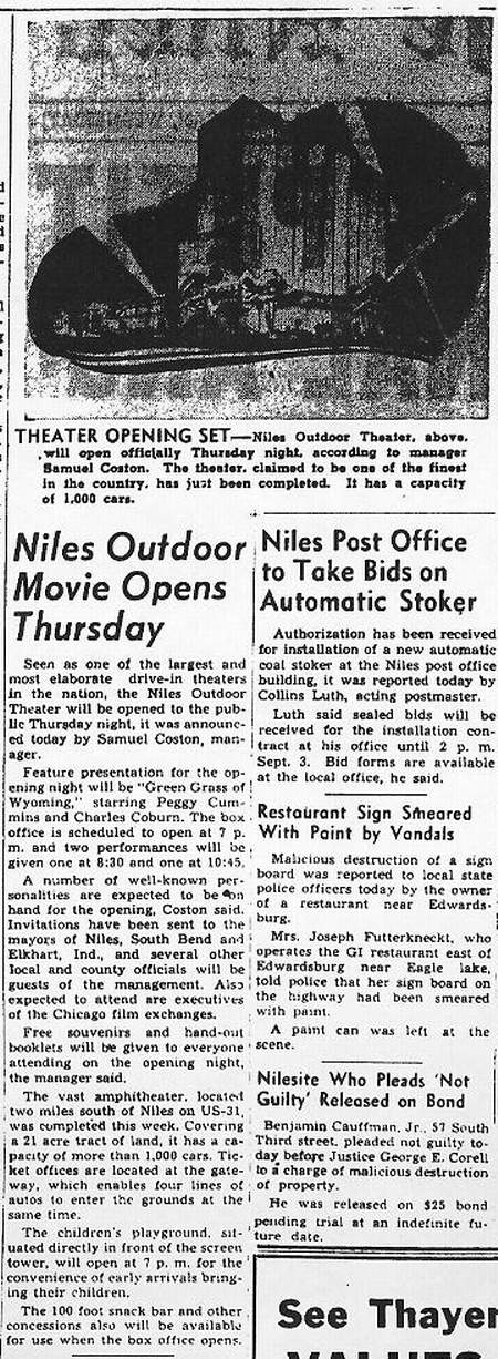 Niles 31 Outdoor Theatre - OLD ARTICLE FROM RON GROSS
